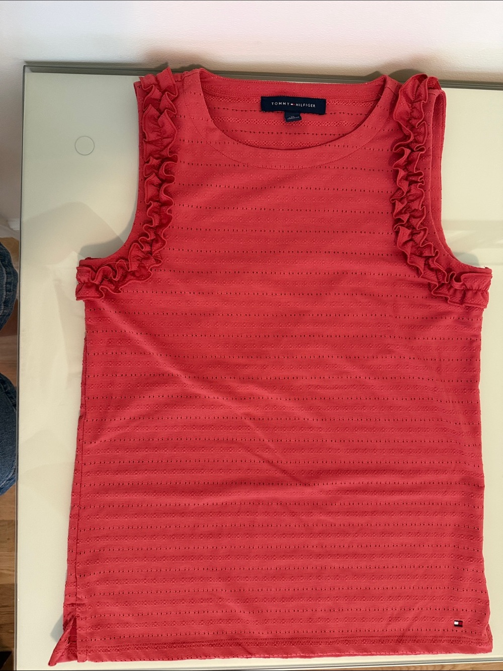 Tommy Hilfiger Coral Ruffle Eyelet Tank